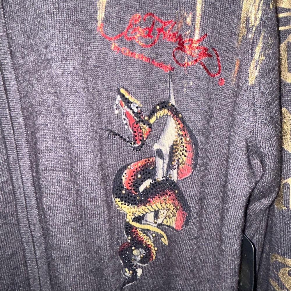 Ed Hardy by Christian Audigier Dragon Print cardigan sweater SZ XXL‎ NWT - Picture 3 of 11